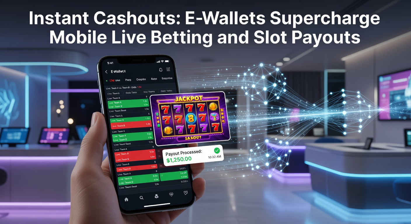 Smartphone displaying a mobile betting app with instant cashout notification and e-wallet icons like Skrill and Neteller highlighted during a live soccer match