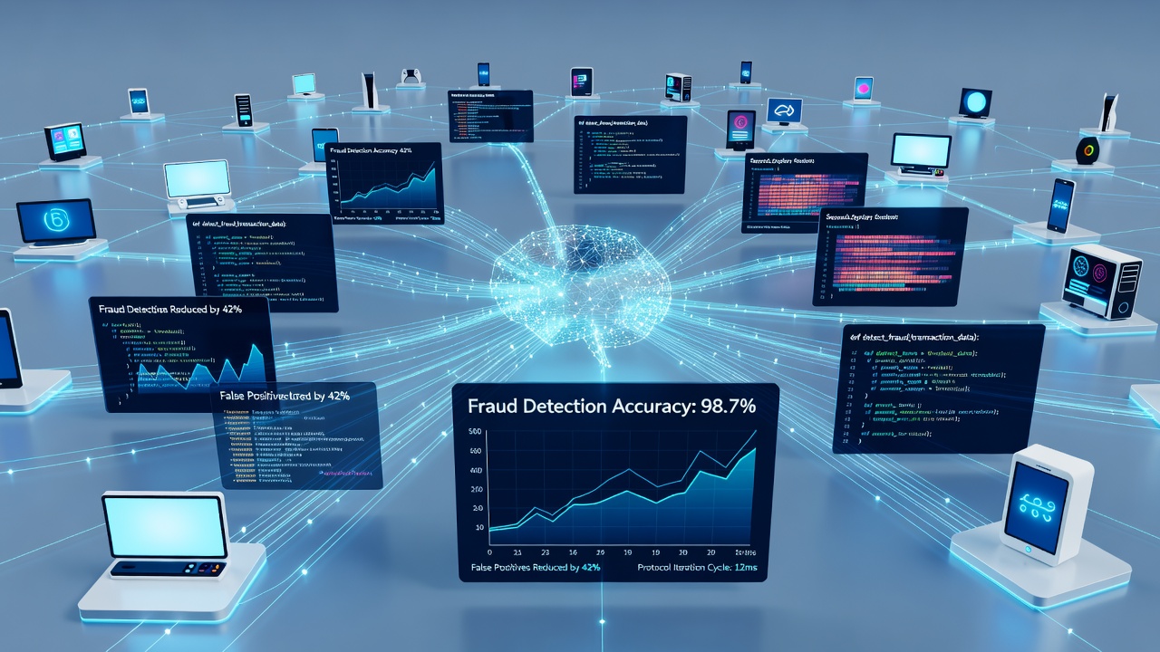 Graph neural network visualization showing connected gaming accounts and flagged fraud pathways