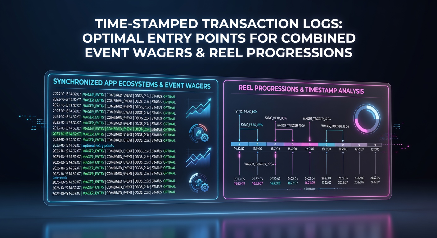 Dashboard showing time-stamped transaction logs from synchronized betting and gaming apps with highlighted entry points