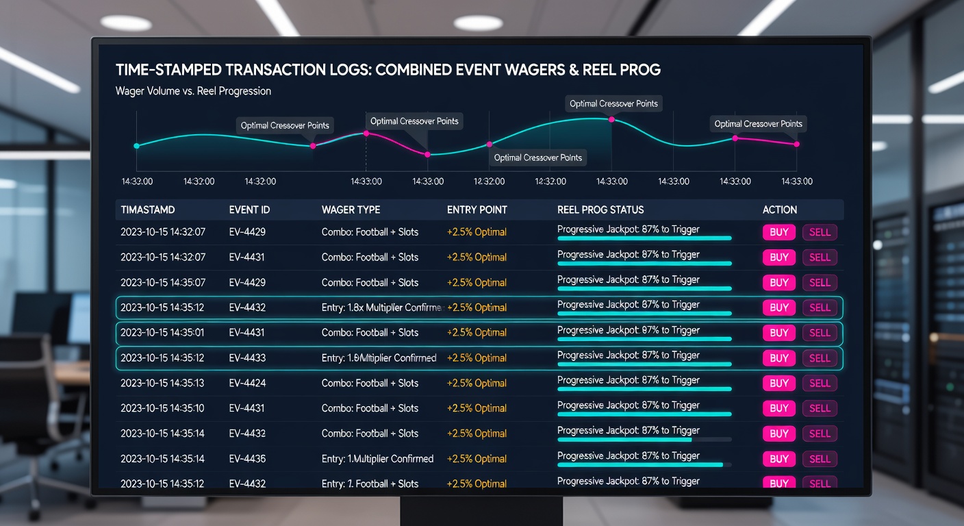 Mobile app interface displaying synchronized reel progression alongside live event wager options with timestamp overlays